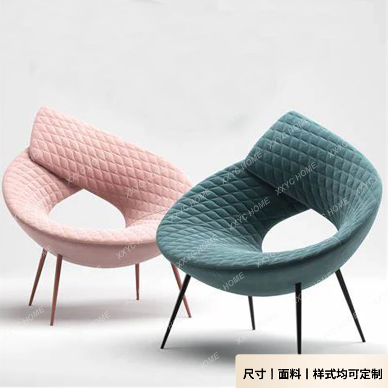 Circle Single Casual Sofa Chair Designer Living Room Model Room B & B Hotel Rhombus Fabric List