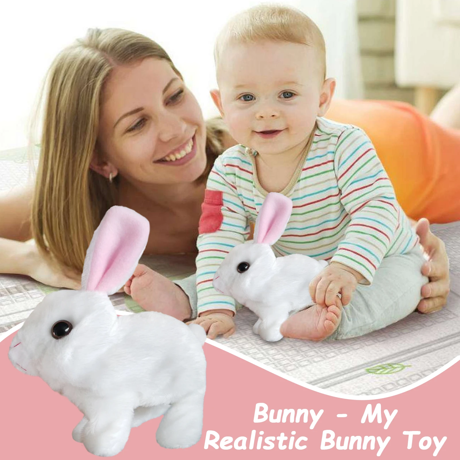 Conejito de peluche eléctrico para niños, juguete de peluche suave con forma de simulación, Animal PEQUEÑO, batería interactiva, regalo favorito