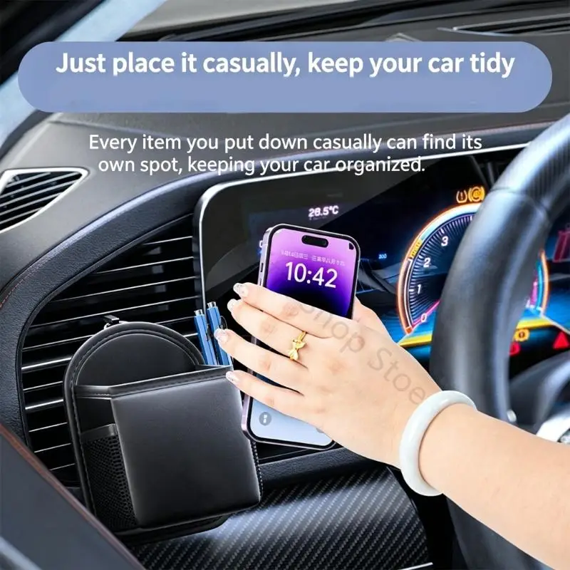 96BA PU Leder Auto Vents Telefon Halter Lagerung Tasche Für Smartphones Zubehör – Detail 10