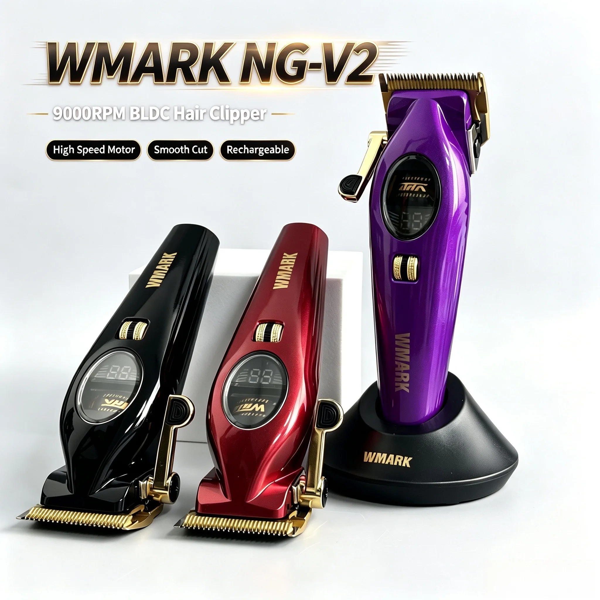WMARK NG-V2 9000RPM Outer Rotor Professional Hair Clipper All Metal Body with Left-hand Metal Adjust Lever Barber Trimmer