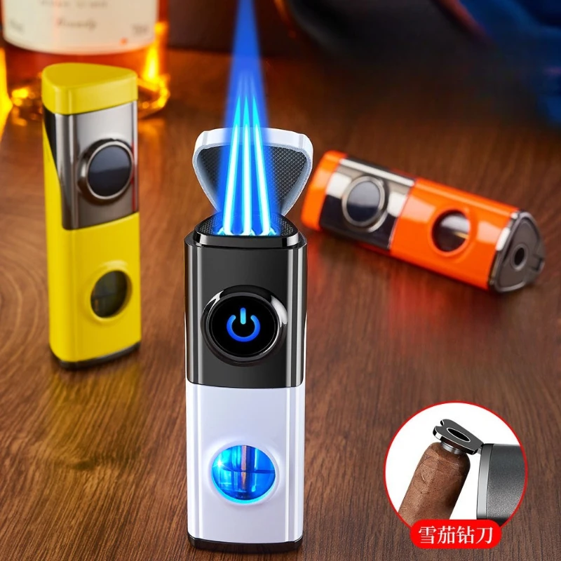

New Creative Cigar Lighter, Three Fire Direct Charging High Power Portable Igniter, Smoking Accessories, Men's Gift