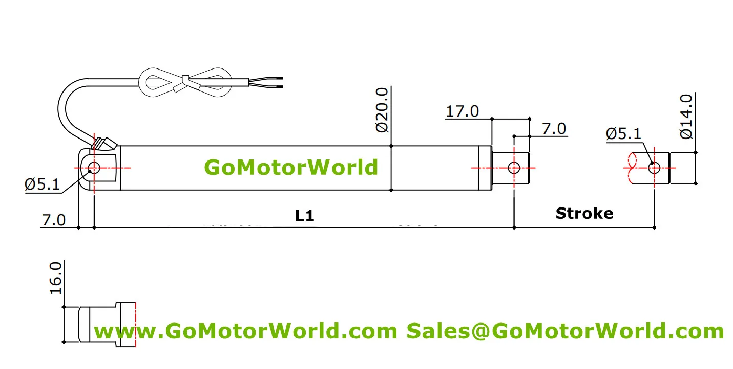 Customized Dia20mm tubular linear actuator adjustable stroke 12V 24V DC 100N 10KG 22LBS lift 12mm/s speed free shipping