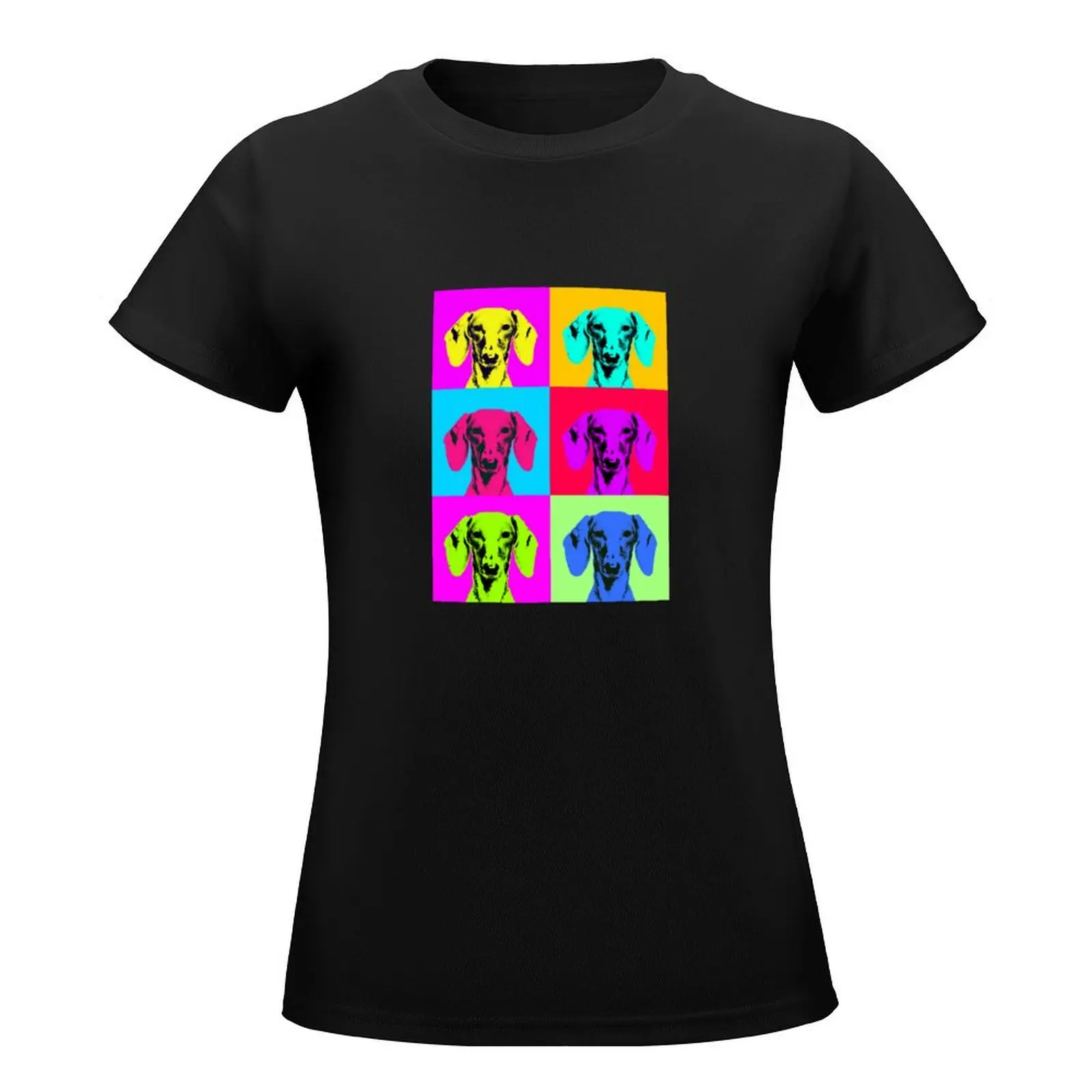 Dachshund pop art T-Shirt Blouse graphics quick-drying vintage woman t shirt