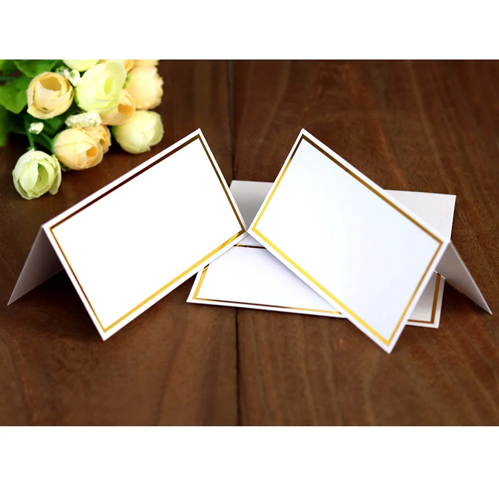 

20Pcs Desktop Seat Cards Stereoscopic Hot Stamping White Golden Practical Modern Table Decor Cafe Hotel Wedding Party