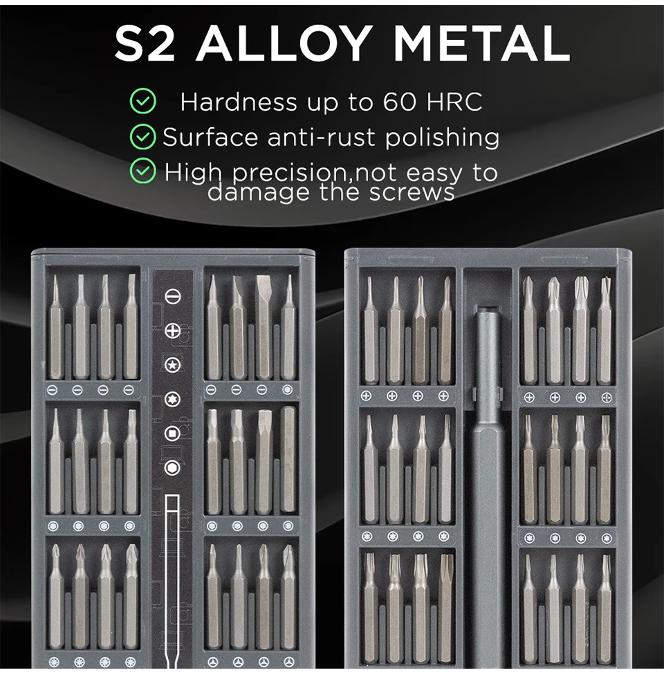 25/63 in 1 Multi-Bit-Präzisionsschraubendreher-Set, magnetische Phillips-, Torx-, Hex- und Flachkopf-Schraubendreher, für die Reparatur von Telefonen, Laptops, Uhren und Kameras – Detail 2
