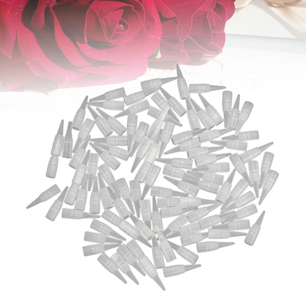 100 قطعة من أطراف إبرة الحواجب، لون شفاف، تصميم للاستعمال مرة واحدة، مادة بيئية نظيفة، تحكم في تدفق الهواء #3
