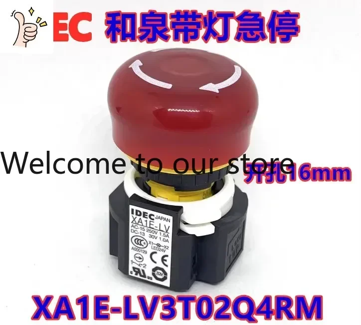 2026.4 IDEC Izumi XA1E-LV3T02Q4RM Illuminated Emergency Stop Pushbutton Switch 2 Normally Closed Cutout 16mm
