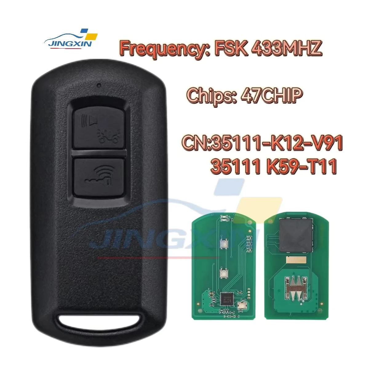 

Jingxin Honda Smart Card Motorcycle Remote Control car Key 433MHz ID47 Chip for Honda 35111-K12-V91 35111-K59-T11