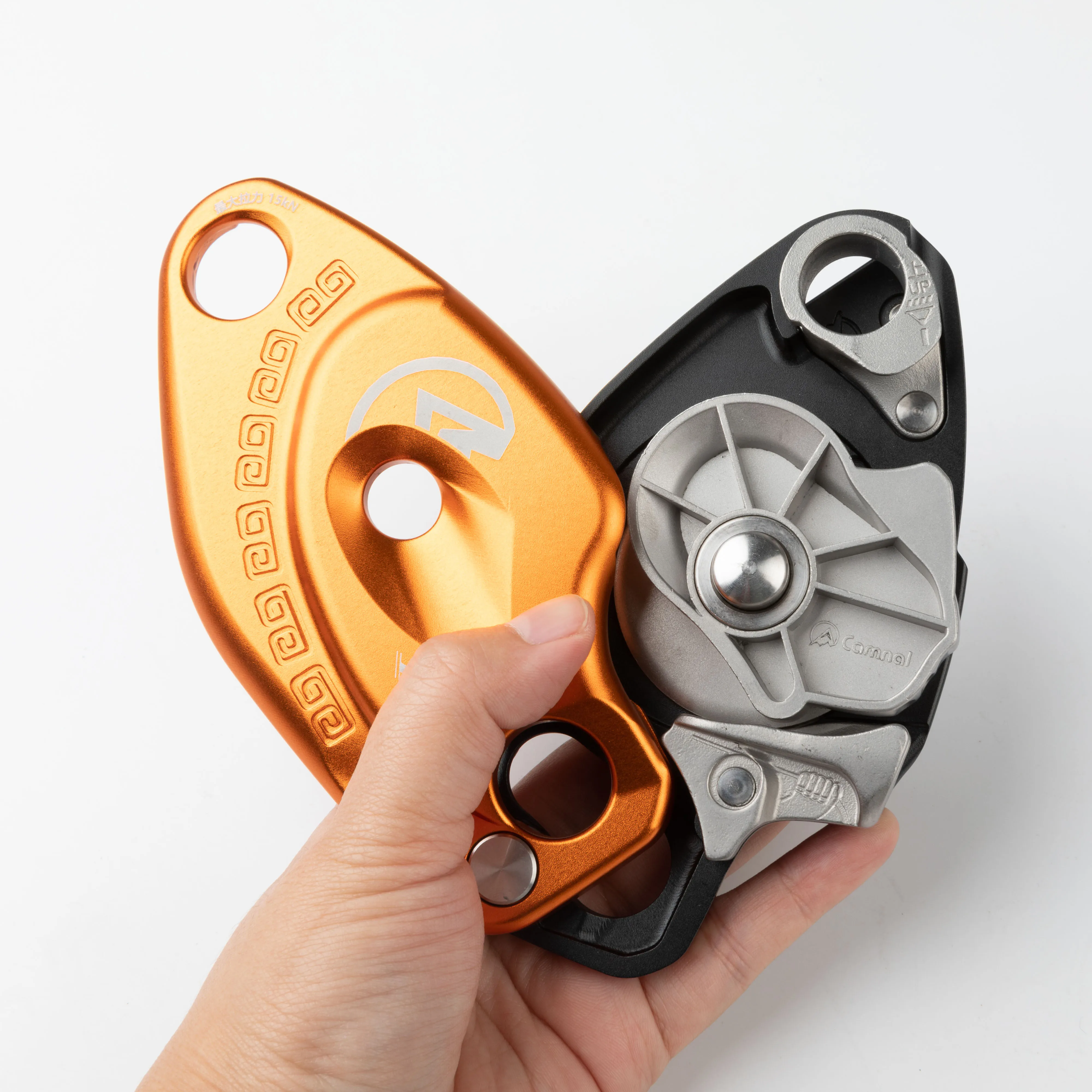 Camnal Descender Anti Panic Rappelling Gear Belay Descending Devices سلامة التسلق عمليات الارتفاعات العالية 1500 كجم الإنقاذ 15 كيلو نيوتن