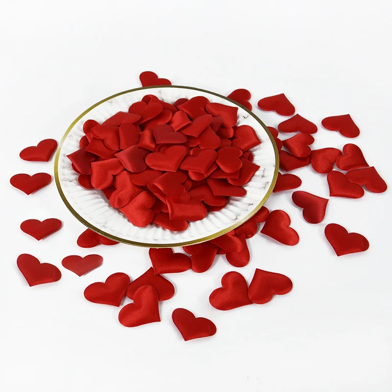 100/200Pcs Sponge Satin Fabric Artificial Love Heart Petals for Valentine's Day Wedding Party Confetti Table Bed Decorations