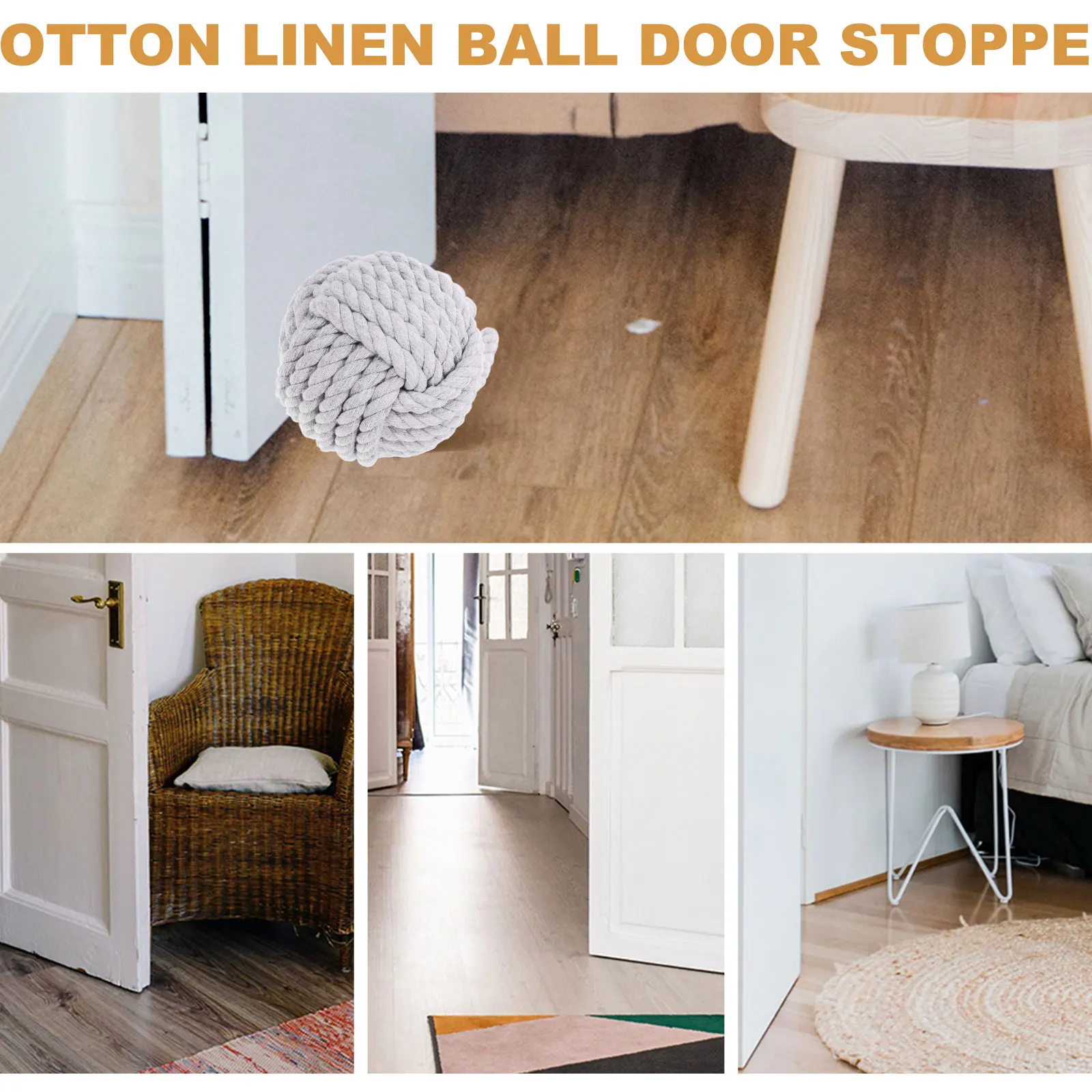 

Door Stop Weighted Cotton Linen Square Ball Anti Collision Decorative Door Stopper Wall Protector Wall Protective Stopper