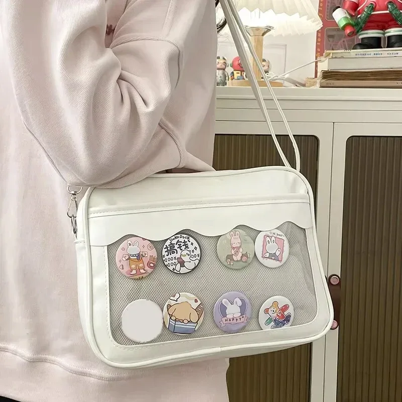 

Japanese Harajuku Ita Bag for Women PU Transparent Pocket Itabag High School Girls Uniform JK Crossbody Shoulder Bag Handbags