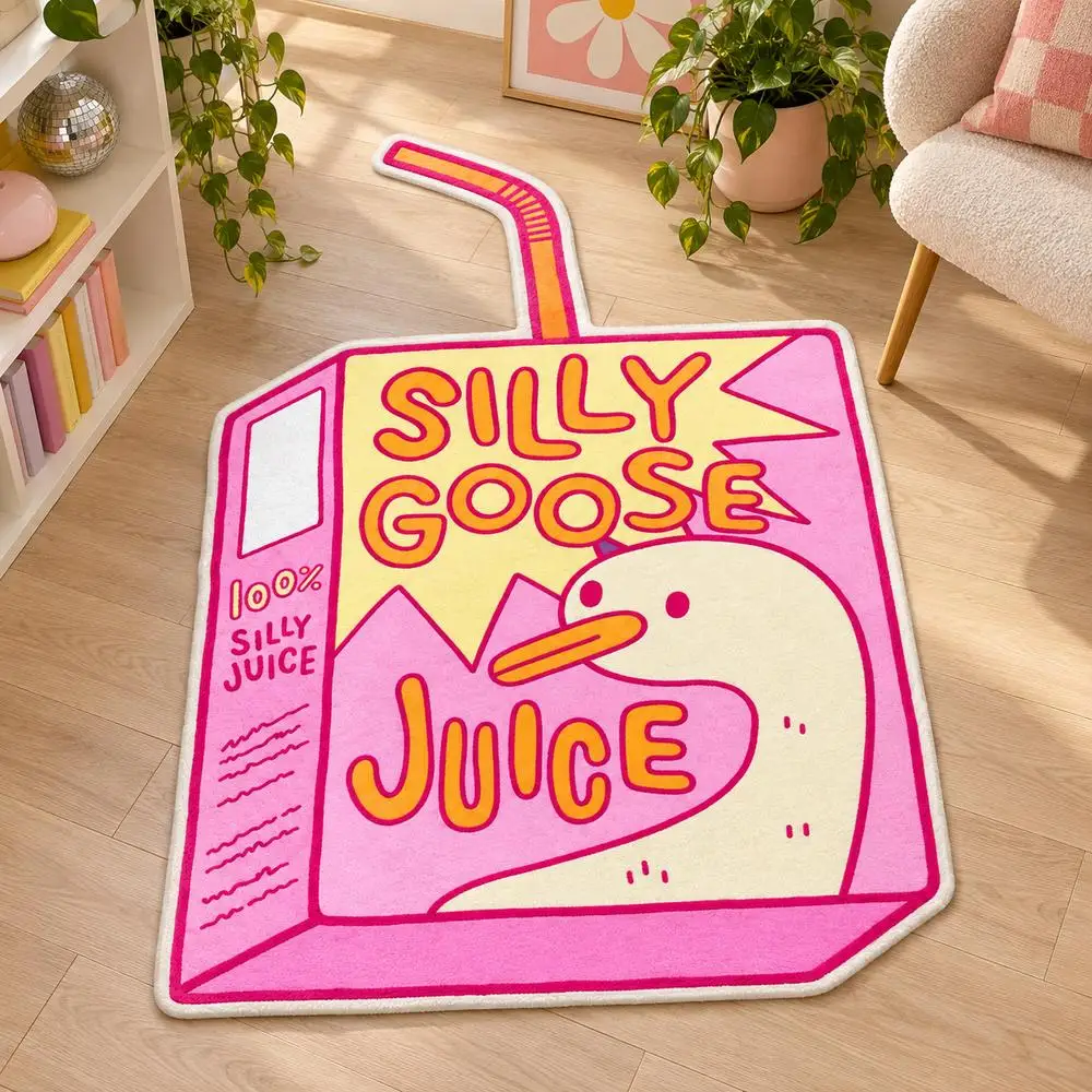 Goose Juice Carton Shaped Area Rug, Soft Flannel Floor Mat for Bedroom, Studio, Living Room, Entryway and Playful Home Decor