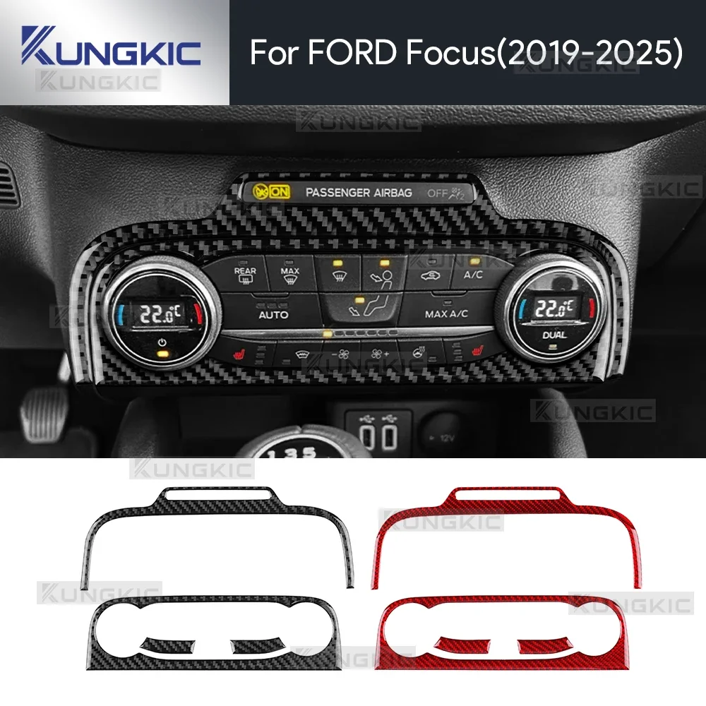 Real Soft Carbon Fiber For Ford Focus MK4 ST-LINE 2019 2020 2021 2022 2023 2024 2025 LHD Car Central Control AC Frame Sticker