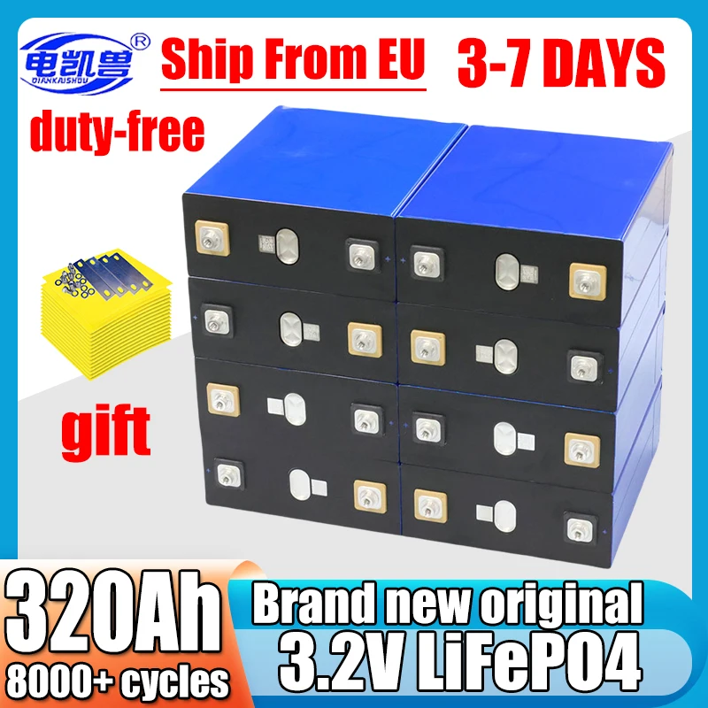 320Ah 3.2V New LiFePO4 rechargeable battery suitable for DIY 48V 24V 12V caravan marine solar system EU 3-7 day delivery No tax