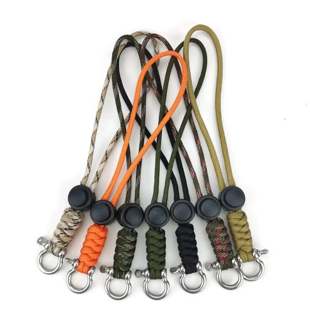 High Quality High Strength Paracord Anti-loss Keychain Stainless Steel 6 Styles Parachute Cord Wrist Strap Outdoor Tool