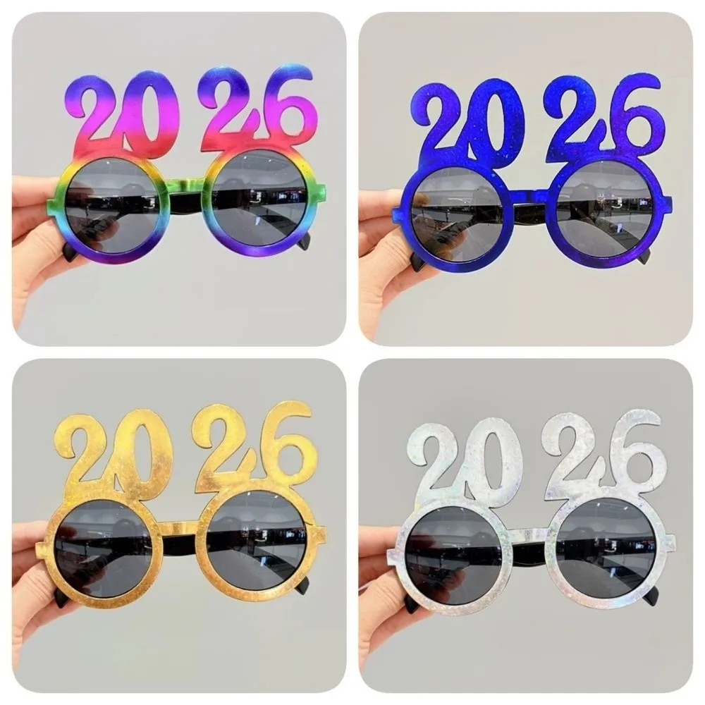 نظارات لامعة 2026 سنة جديدة سعيدة، نظارات عيد الميلاد الإبداعية اللطيفة، نظارات شمسية مزخرفة للعام الجديد الحلو #5