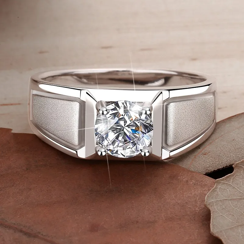 Crown Frosted Minimalist Ring Men's 2CT Moissanite PT950 Platinum - Men's crown frosted ring,2CT brilliance, perfect gift choice
