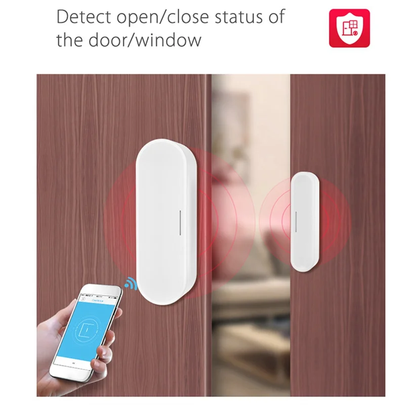 Y43A-Tuya Smart Door Window Sensor White Door Window Sensor Wifi Smart Home Wireless Door Detectors USB Open/Close APP Remote Al