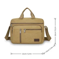Men's Canvas Shoulder Bag Casual Crossbody Bag Daily Commuting Tote with Multiple Pockets Durable Lightweight School Travel Bag 6