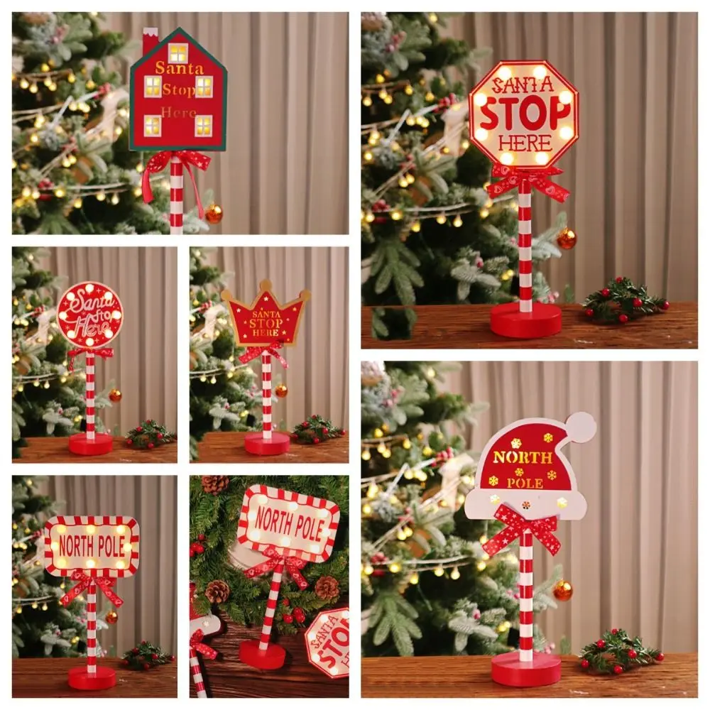 Colorido LED Natal Madeira Night Lamp, Neon Road Sign Light, Stop Letter, Atmosfera Light, Xmas Ornamento