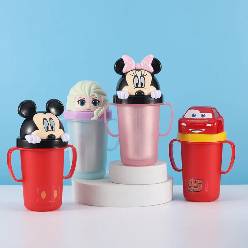 Disney Princess Cups Kids Frozen Elsa Mickey Mouse Sippy Cup Cartoon McQueen Stitch Monsters Mr.Q Cute Water Bottle Metal 316