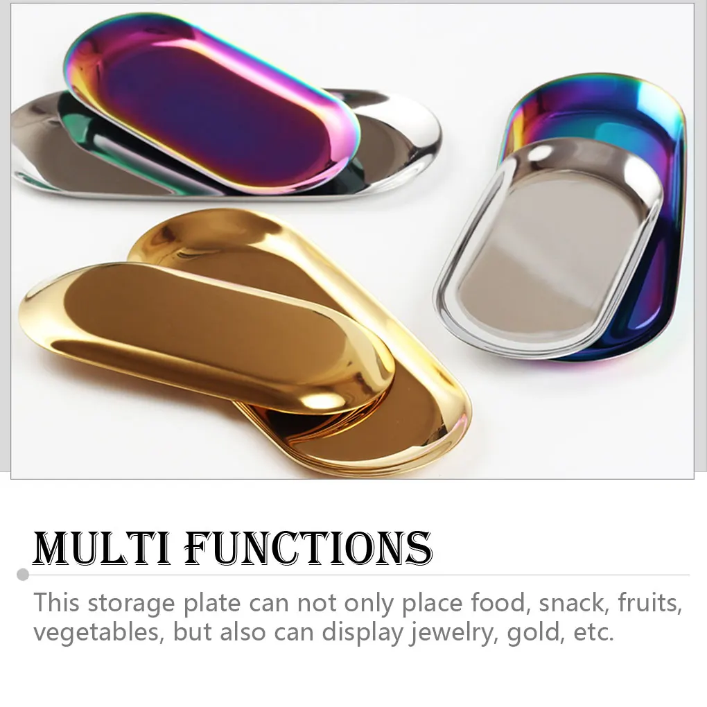 

Nordic Style Oval Shaped Tray Plate Trays Stainless Steel Stroage Organizer Plates Ornament Decor Colorful Large