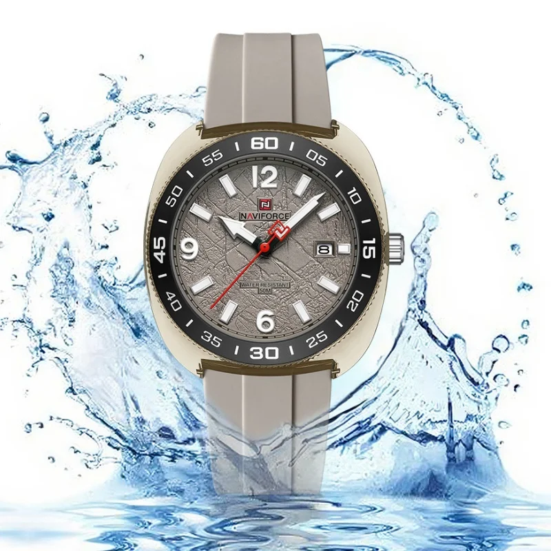 NAVIFORCE 2026 Men Sports Quartz Watch 5ATM Waterproof Date Display Luminous Pointer Silicone Strap Men's Bussiness Wristatch