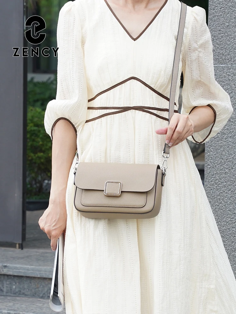 Zency Designer Bag Women's Genuine Leather Handbag Fashion Square Bag Shoulder Crossbody For Wife