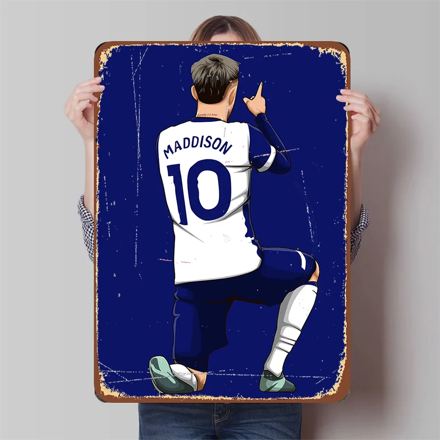 James Maddison Tottenham Hotspur FC No.10 Jersey Celebração Pose Pintura de ferro Decoração de futebol para fãs