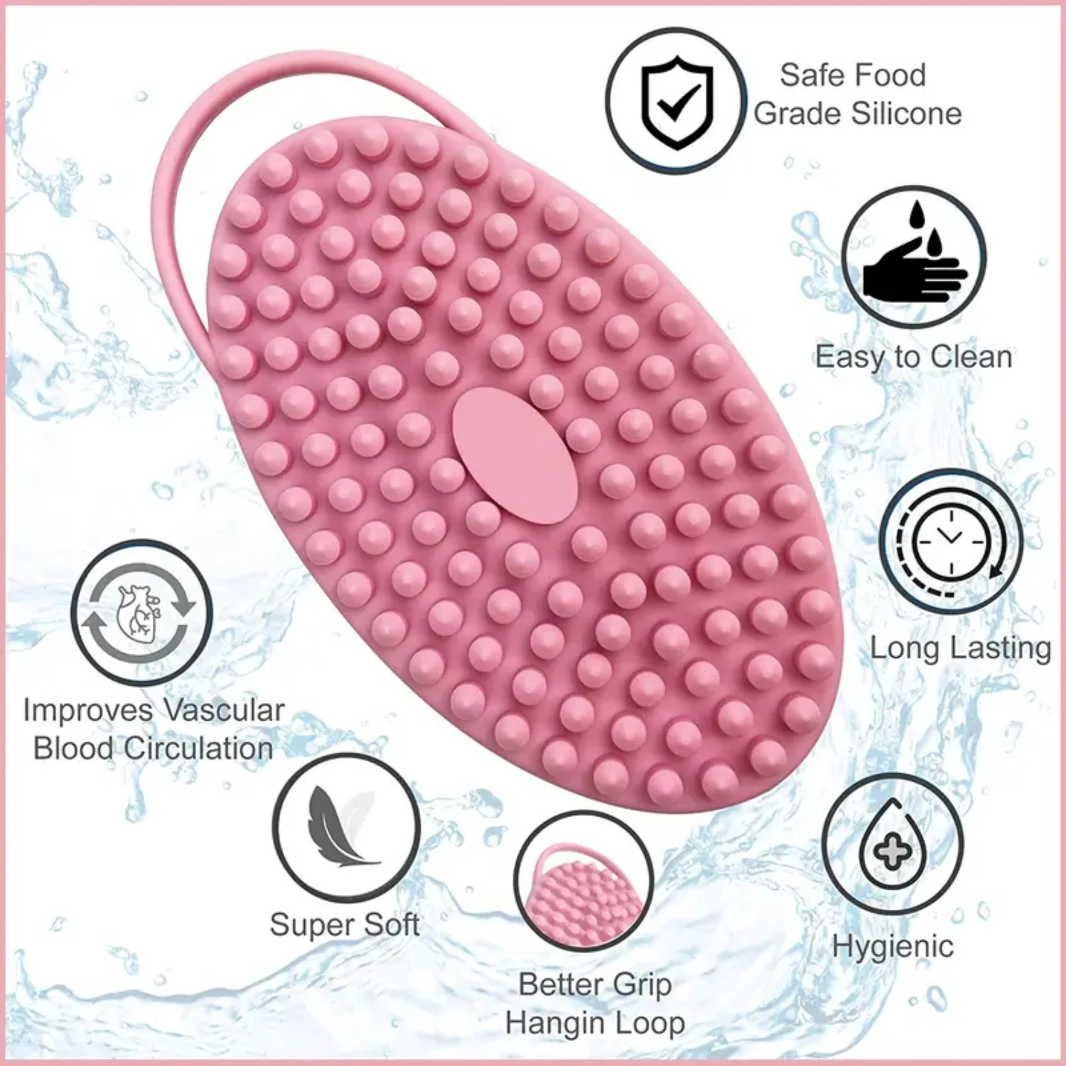 Silicone Exfoliating Bath Brush - Gentle Silicone Body Scrubber for Soft and Smooth Skin - Durable 1pc Design