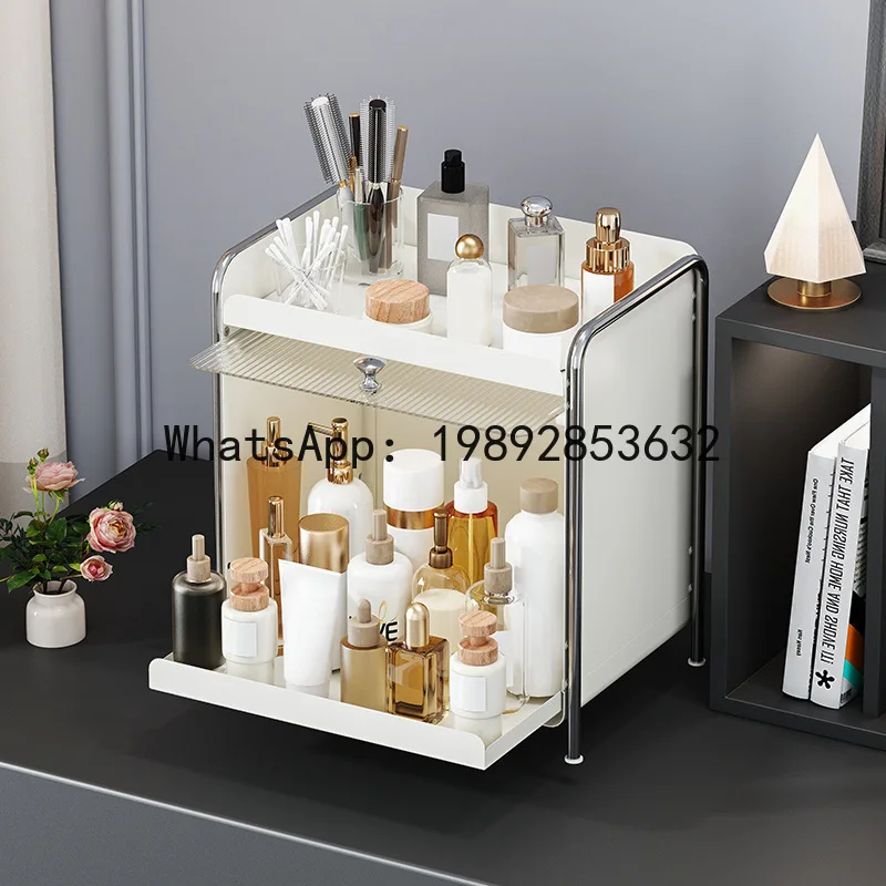 

4-13 Cosmetics Storage Box Dust-proof Desktop Water Cup Shelf Storage Rack