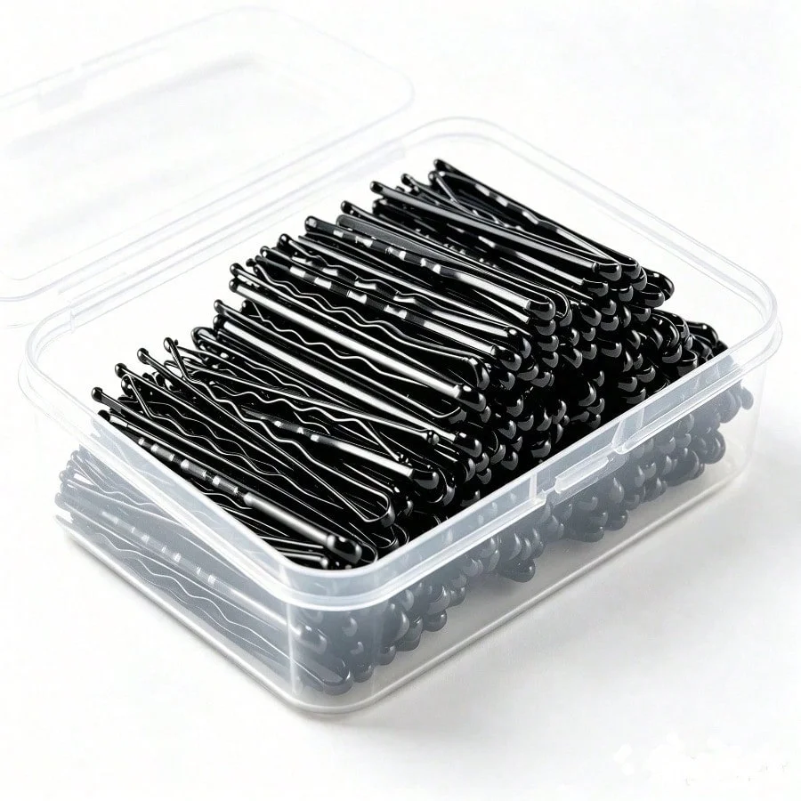 Classic Black Bobby Pins Set, T-Shape Design,Wave Styling Hair Clips For Women, Professional Daily Basic Hairpins & Accessories image 6