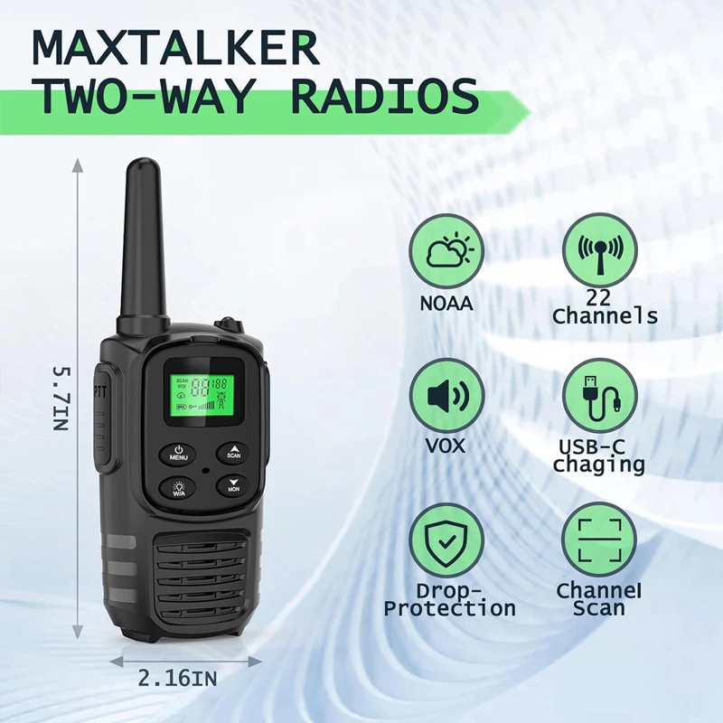 جهاز اتصال لاسلكي صغير محمول ثنائي الاتجاه 8 قنوات UHF 400-470 ميجا هرتز جهاز اتصال لاسلكي راديو لاسلكي تخاطب طويل المدى للأطفال
