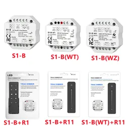WiFi &Zigbee RF AC Triac Dimmer APP Switch Single Color 2.4G RF LED Controller S1-B CH*1.5A RF + Push AC Dimmer S1-B(WT)