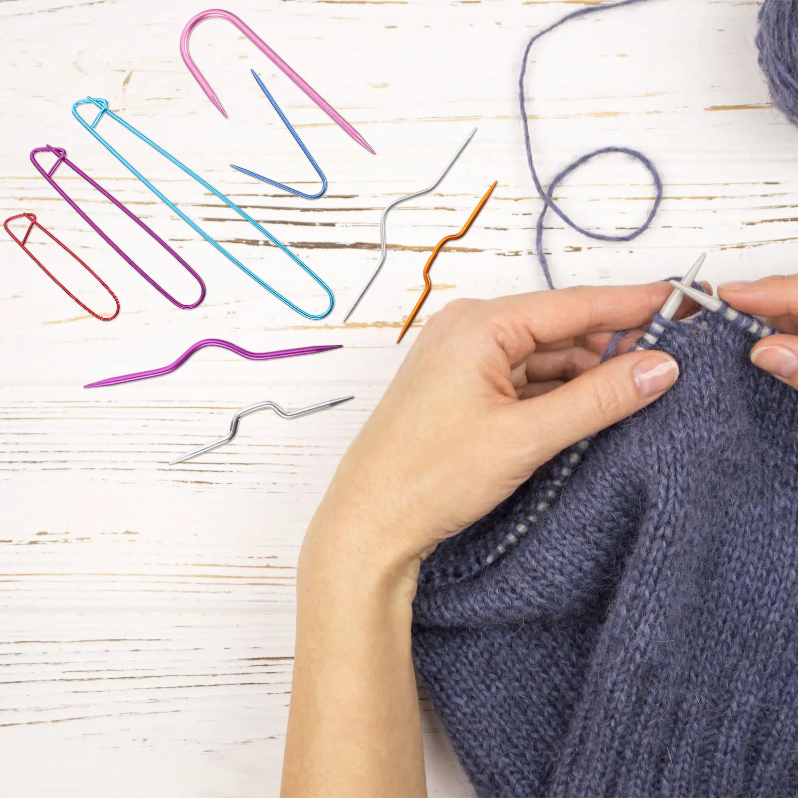 

18pcs Knitting Tools Set Lightweight Aluminum Cable Needles U Shape Stitch Holders Auxiliary Tools Crochet Weaving DIY