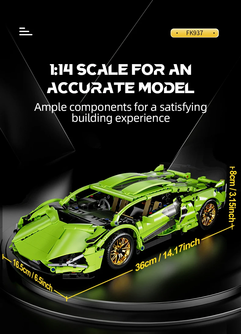 Toylinx 1:14 Technische Bausteine Rennwagen Modell Sammlerstück Auto Konstruktionsspielzeug für Jungen Desktop-Dekorationen mit Box – Detail 7