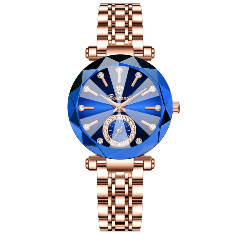 BINBOND Luxury Ocean Heart Women Quartz Watch Niche Rhinestone Inlaid Steel Band 3ATM Waterproof Fashion Ladies Wristwatch