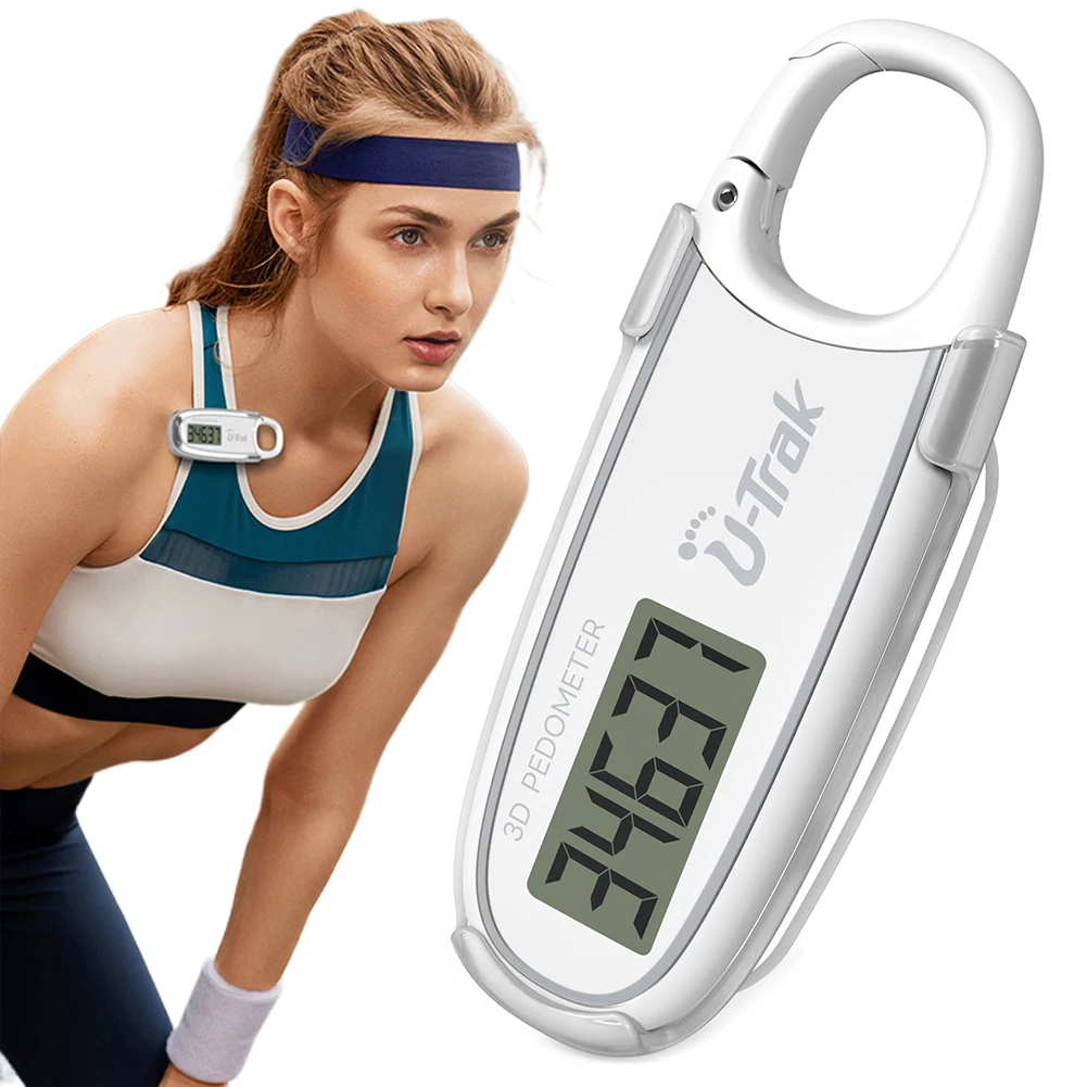 

Large Screen 3D Pedometer Step Counter with Carabiner Compact Mini Step Counter Walking 3D Digital Pedometer For Exercise