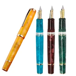 Hongdian N1S Pistão Fountain Pen Set, EF Faca Longa, Nib Médio, 4 Cores Acrílico Escrita Presente