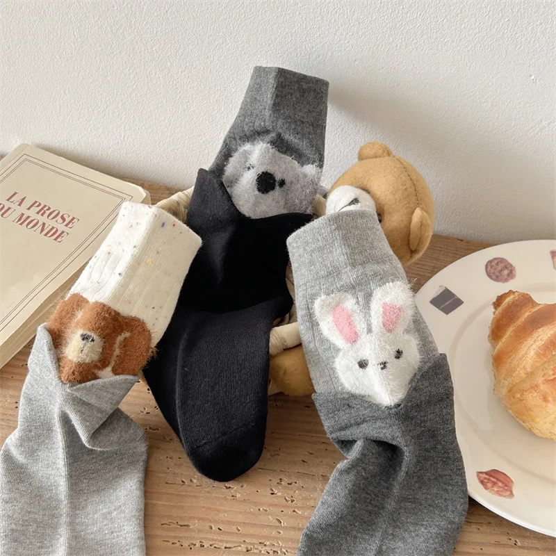 Kaus Kaki Wanita Motif Hewan Kartun Jepang Kawaii Lucu Kaus Kaki Panjang Wanita Katun Rajut Jepang Hadiah Natal