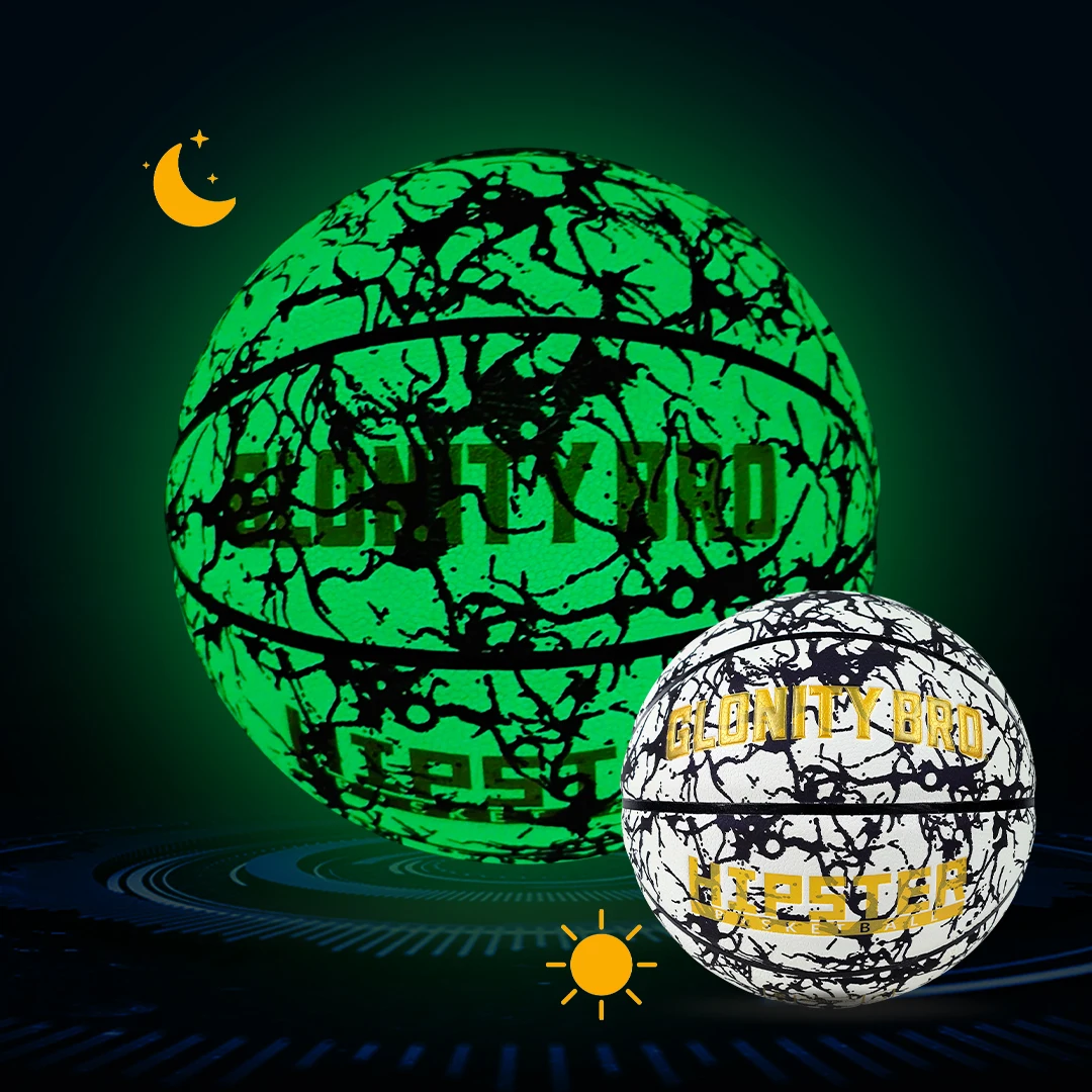 Glowing Luminous Basketballs Size 7 Outdoor Indoor Street Balls Birthday Gift Wear-resistant PU Leather Balls High Quality Black