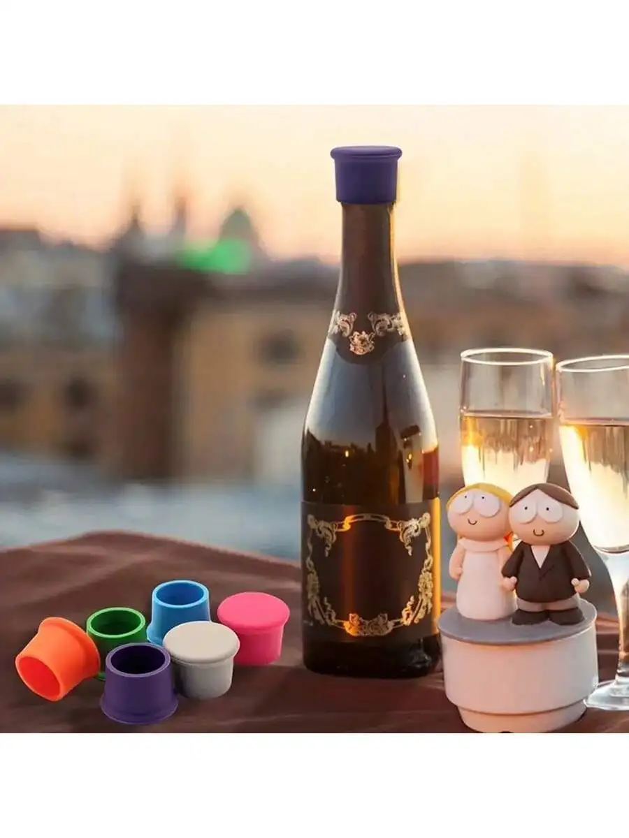 6pcs Reusable Silicone Wine Stoppers, Beer Bottle Caps, Wine Preservers, Easy To Clean, Non-Leak Wine Bottle Seal Accessories