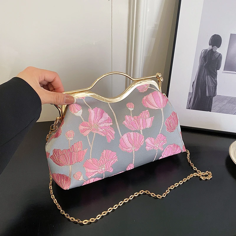 Fashion Lady Party Wedding Handbag Luxury Purse Girl Evening Bag Bridal Women Satin Crystal Clutch Chain Shoulder Bag Female