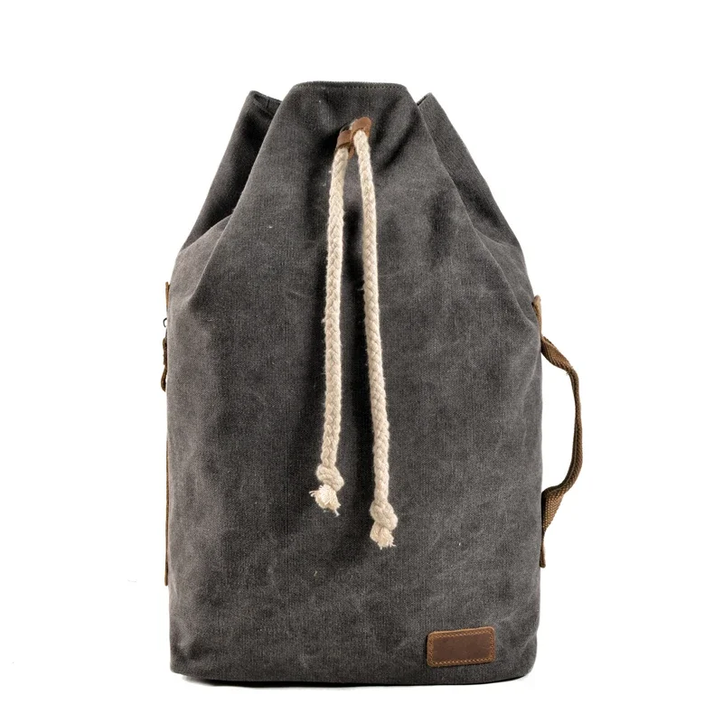 American-Style Canvas Backpack Shoulder Bag round Bag Retro Package Sports Gym Bag Backpack Bucket Bag Men