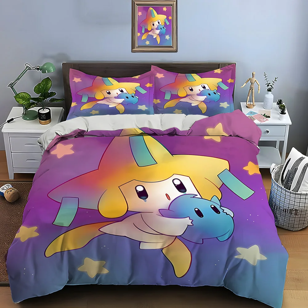 

Pokemon Jirachi Printed Soft Quilt Cover Pillowcase Bedding Set Kids Adult Comfortable Bed Set Twin King Bedding Set Luxury