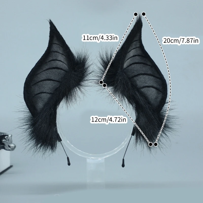 Fauxs Furry Cats Ear Headbands Animes Fauxs Furs Bat Ear Headbands Halloween Cosplays Costume Animal Furry Ears Hair Hoop image 6