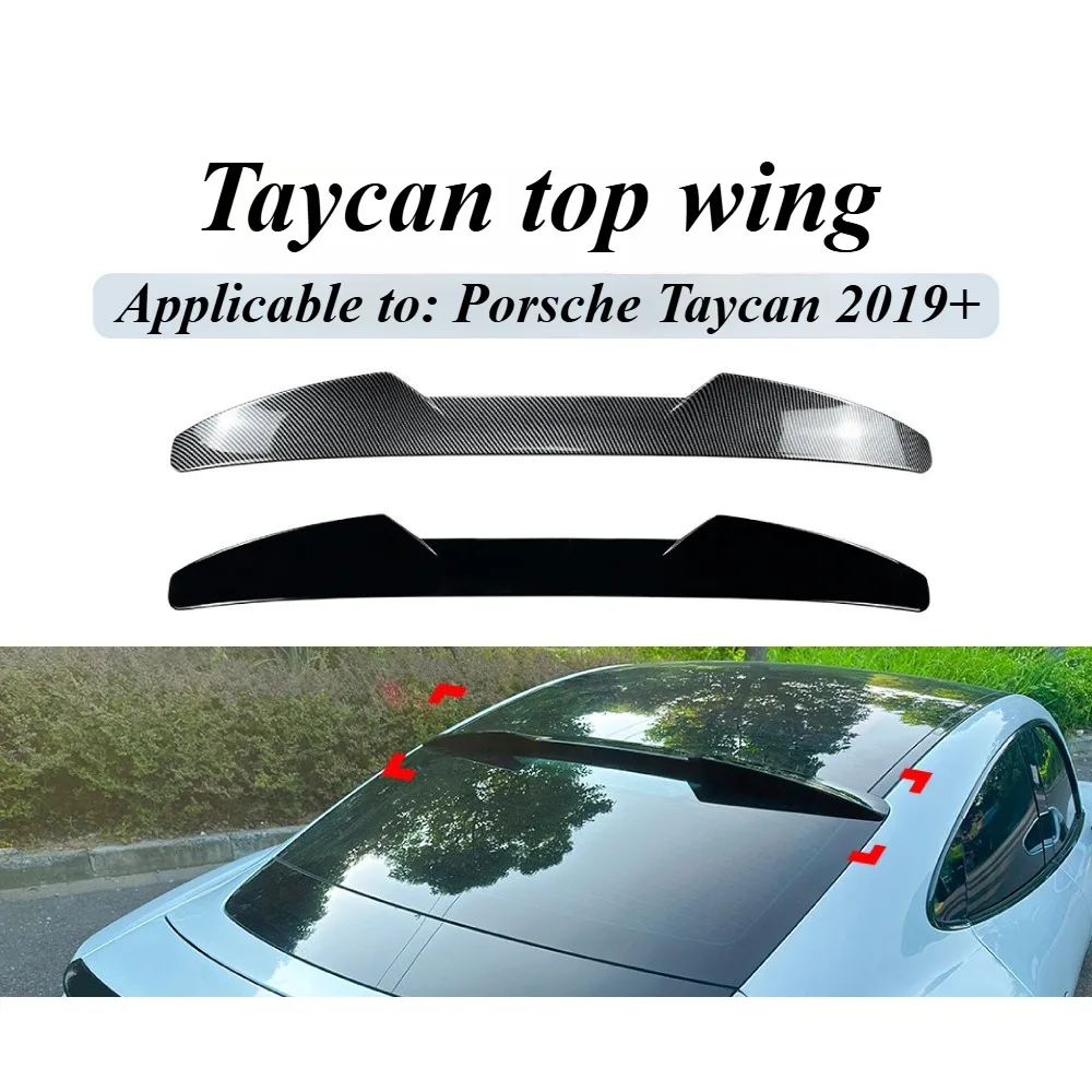 For Porsche Taycan 2019+ Blade Style Roof Spoiler Ducktail Wing Aero Upgrade Direct Fit Gloss Black ABS Material Styling Package