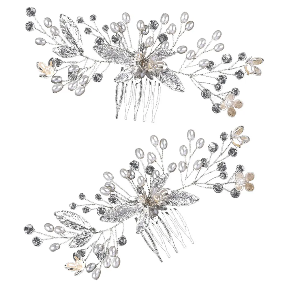 

2pcs Wedding Hair Comb Bridesmaid Zinc Alloy Dazzling Crystals Secure Fit Hair Accessories For Bride Evening Party Hairstyles