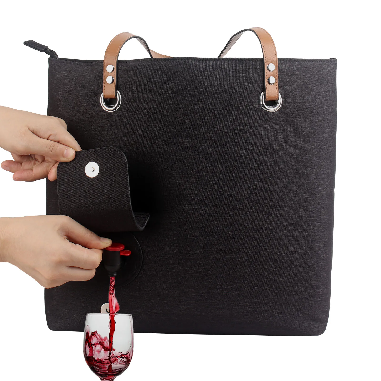 Wine Tote Bag with Dispenser Portable Beach Insulated Large Cooler Bag With Hidden Bladder